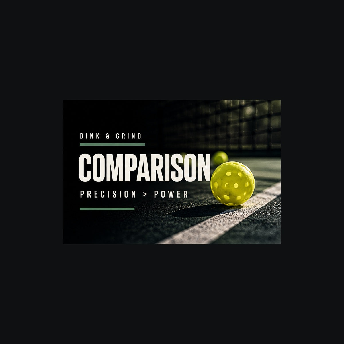 Dink & Grind comparison collection featuring premium pickleball imagery and collection slogan